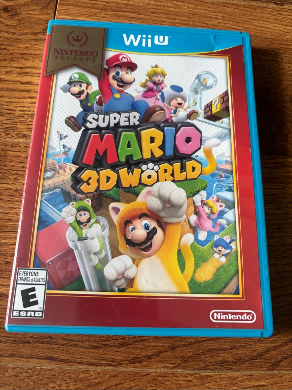 Nintendo Super Mario 3D World - Blue Case with Red Border & Multicolored Artwork